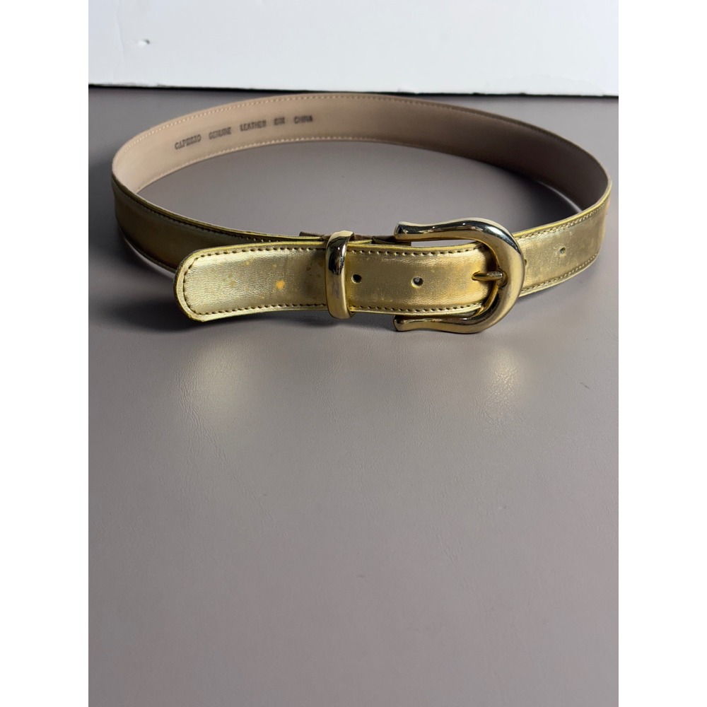 Capezio VTG Genuine Leather Gold Metallic Belt Small SM Buckle‎ Accent Occasion
